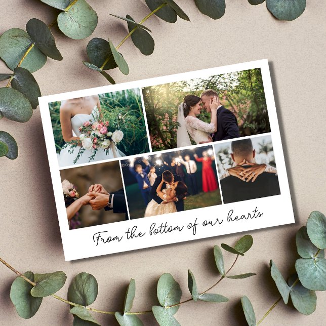 Tarjeta De Agradecimiento Boda de Collage de fotos de guiones modernos graci (Subido por el creador)