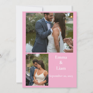 Tarjeta De Agradecimiento Boda de Collage de fotos de Personalizable rosa