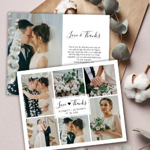 Tarjeta De Agradecimiento Boda de Collage de fotos Love and Gracias Heart 6
