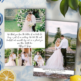Tarjeta De Agradecimiento Boda de Collage de fotos manuscrito