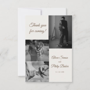 Tarjeta De Agradecimiento Boda de Collage de fotos moderno
