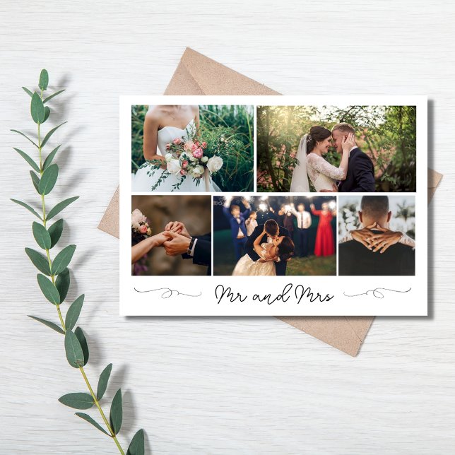 Tarjeta De Agradecimiento Boda de Collage de fotos moderno Gracias (Subido por el creador)