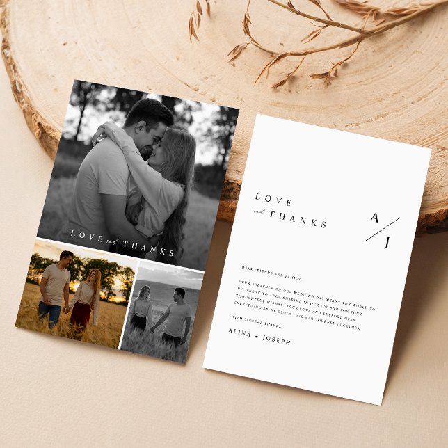 Tarjeta De Agradecimiento Boda de Collage de fotos moderno y elegante (Subido por el creador)