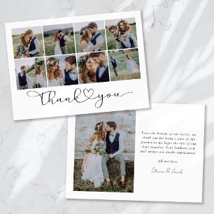 Tarjeta De Agradecimiento Boda de Collage de fotos múltiple moderno