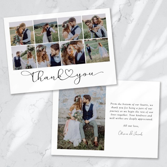 Tarjeta De Agradecimiento Boda de Collage de fotos múltiple moderno (Subido por el creador)