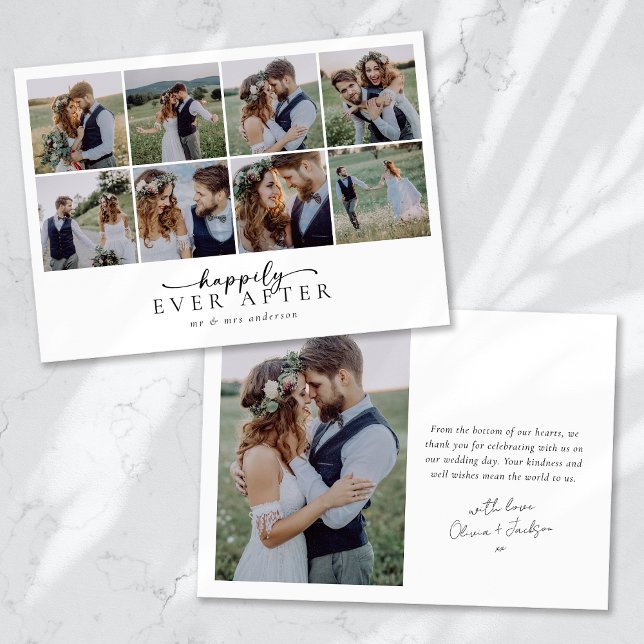 Tarjeta De Agradecimiento Boda de Collage de fotos múltiple moderno (Subido por el creador)