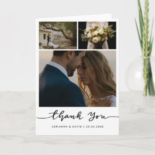Tarjeta De Agradecimiento Boda de Collage de fotos Pareja Gracias Script