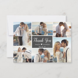 Tarjeta De Agradecimiento Boda de Collage de fotos Rustic Chalkboard Script