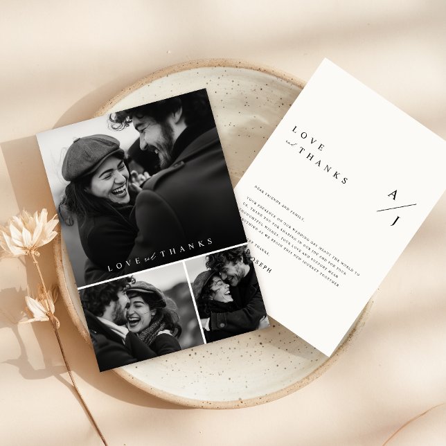 Tarjeta De Agradecimiento Boda de Collage de fotos Script 3 simple (Subido por el creador)