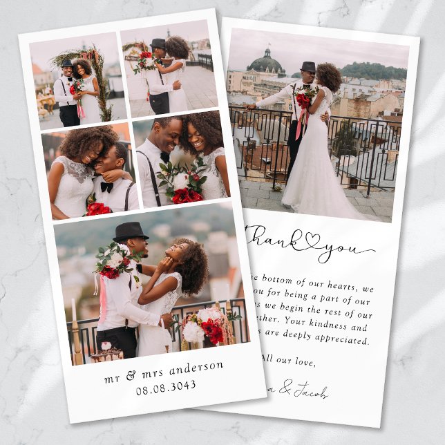 Tarjeta De Agradecimiento Boda de Collages de fotos múltiples simple y moder (Subido por el creador)