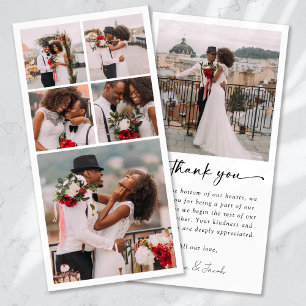 Tarjeta De Agradecimiento Boda de Collages de fotos múltiples simple y moder