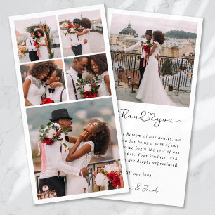 Tarjeta De Agradecimiento Boda de Collages de fotos múltiples simple y moder