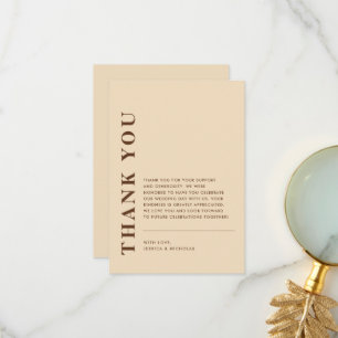 Tarjeta De Agradecimiento Boda de color beige ligero moderado de código QR m