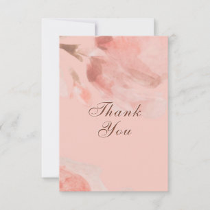 Tarjeta De Agradecimiento Boda de color de agua Rosa floral rosa de Rubor