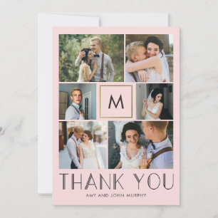 Tarjeta De Agradecimiento Boda DE COLOR EDITABLE Inicial Moderno Gracias