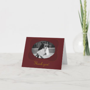 Tarjeta De Agradecimiento Boda de color granate y dorado falso al estilo ant