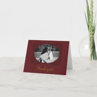 Tarjeta De Agradecimiento Boda de color granate y dorado falso al estilo ant