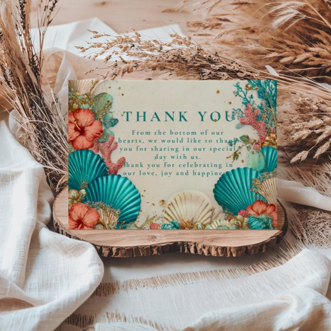 Tarjeta De Agradecimiento Boda de conchas marinas costeras (Subido por el creador)