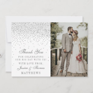 Tarjeta De Agradecimiento Boda de Confetti Vintage Glam Silver