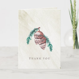 Tarjeta De Agradecimiento Boda de Cono de Pino de Bosque de Invierno Rústico