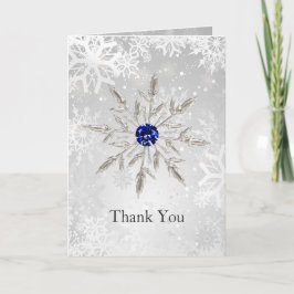 Tarjeta De Agradecimiento boda de copos de nieve azul real de plata Gracias