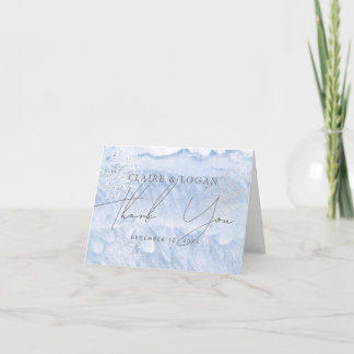 Tarjeta De Agradecimiento Boda de copos de nieve de plata helada