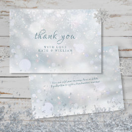 Tarjeta De Agradecimiento Boda de copos de nieve de primer invierno