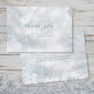 Tarjeta De Agradecimiento Boda de copos de nieve de primer invierno