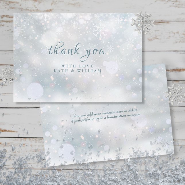 Tarjeta De Agradecimiento Boda de copos de nieve de primer invierno (Subido por el creador)