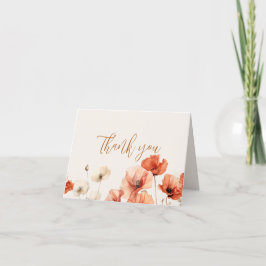 Tarjeta De Agradecimiento Boda de Coppies y Flores Silvestres