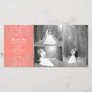 Tarjeta De Agradecimiento Boda de coral de aliento del bebé de plata