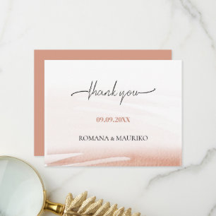 Tarjeta De Agradecimiento Boda de Coral Terracota Elegante