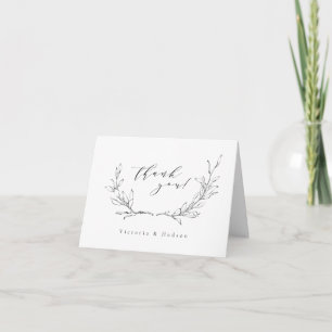 Tarjeta De Agradecimiento Boda de corona botánica de elegancia simple