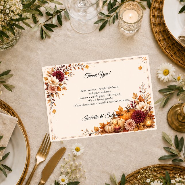 Tarjeta De Agradecimiento Boda de Cosecha Rústica (Subido por el creador)
