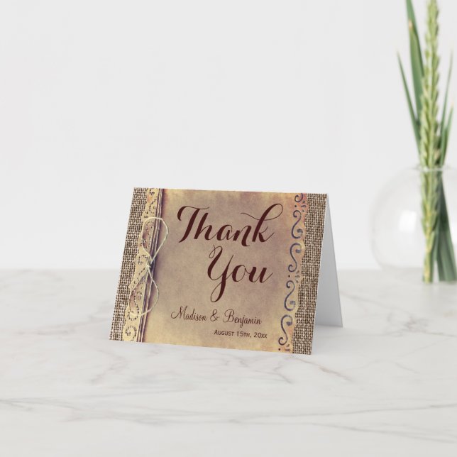 Tarjeta De Agradecimiento Boda de cosecha rústica rural gracias a las tarjet (Anverso)