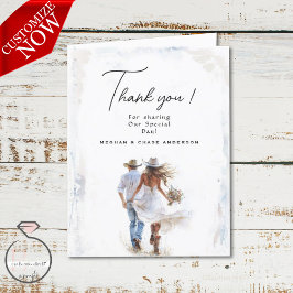 Tarjeta De Agradecimiento Boda de Cowboy Rústico de Acuarela