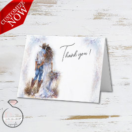Tarjeta De Agradecimiento Boda de Cowboy Rústico de Acuarela