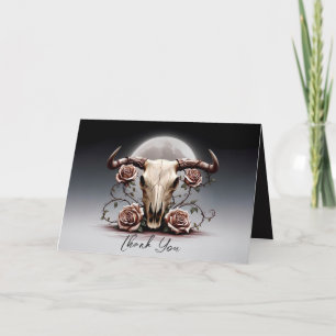 Tarjeta De Agradecimiento Boda de cráneo romántico de vaca floral medieval