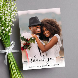 Tarjeta De Agradecimiento Boda de crema de sobreimpresión de fotografía de s