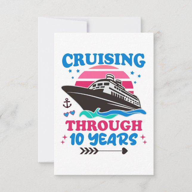 Tarjeta De Agradecimiento Boda de crucero a través de 10 años (Anverso)