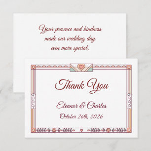 Tarjeta De Agradecimiento Boda de Cuento de Hadas Art Déco