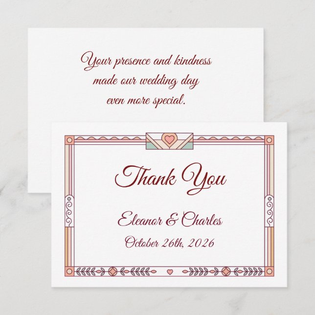 Tarjeta De Agradecimiento Boda de Cuento de Hadas Art Déco (Anverso / Reverso)