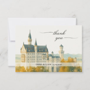 Tarjeta De Agradecimiento Boda de cuento de hadas elegante en un castillo