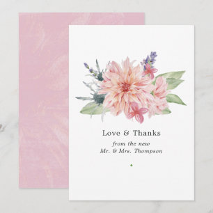 Tarjeta De Agradecimiento Boda de Dalia Rosa Pastel