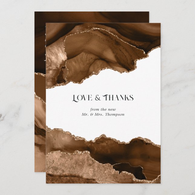 Tarjeta De Agradecimiento Boda de desert Gold Agate (Anverso / Reverso)
