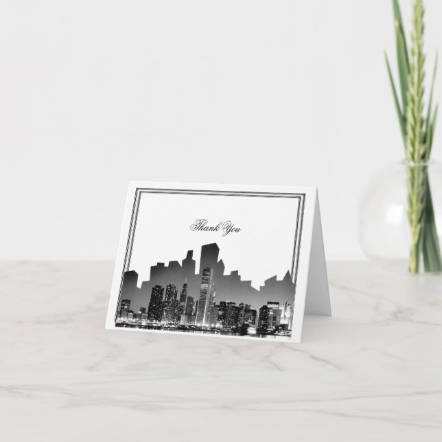 Tarjeta De Agradecimiento Boda de Destino de Chicago Gracias (Anverso)