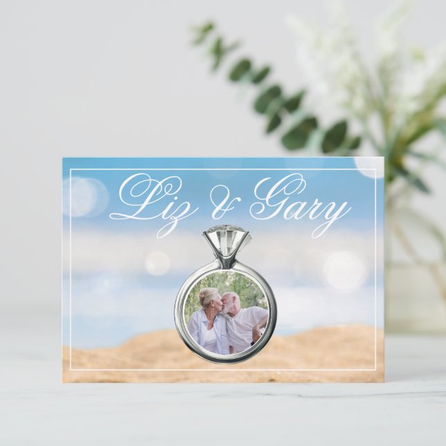 Tarjeta De Agradecimiento Boda de destino de foto de playa (Anverso de pie)