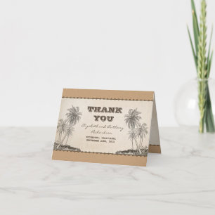 Tarjeta De Agradecimiento boda de destino de palmeras gracias