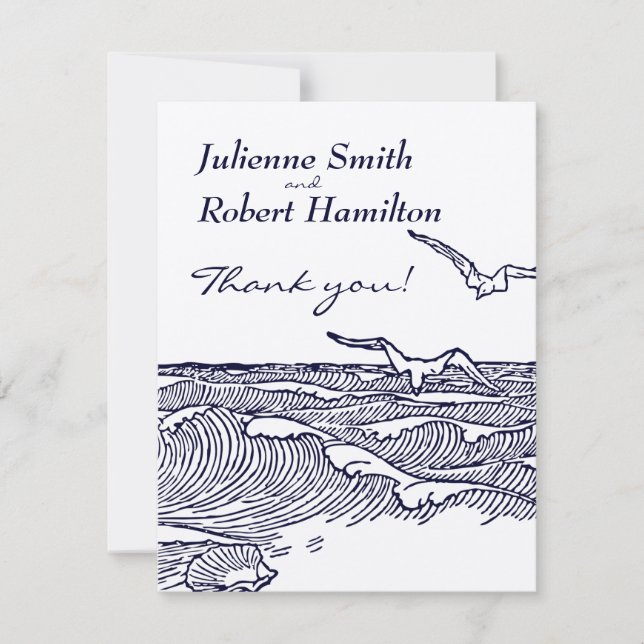 Tarjeta De Agradecimiento Boda de destino de playa gracias (Anverso)