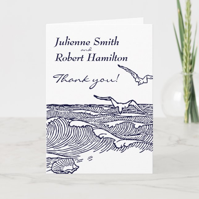 Tarjeta De Agradecimiento Boda de destino de playa gracias (Anverso)